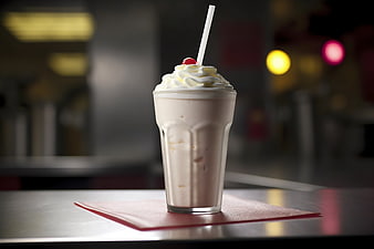 Classic Vanilla Milkshake with Whipped Cream and Cherry