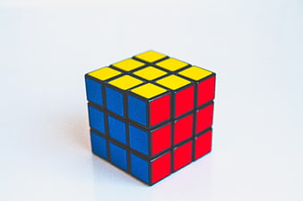 Solved Rubik's Cube on White Background