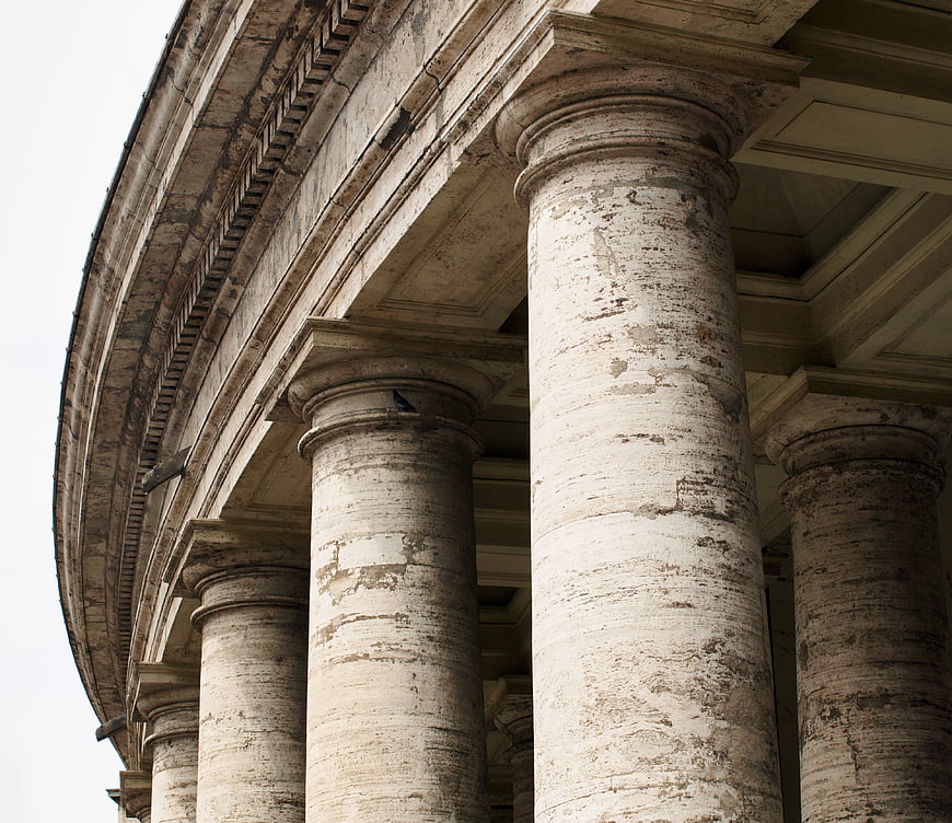Weathered Marble Columns of Classical Architecture