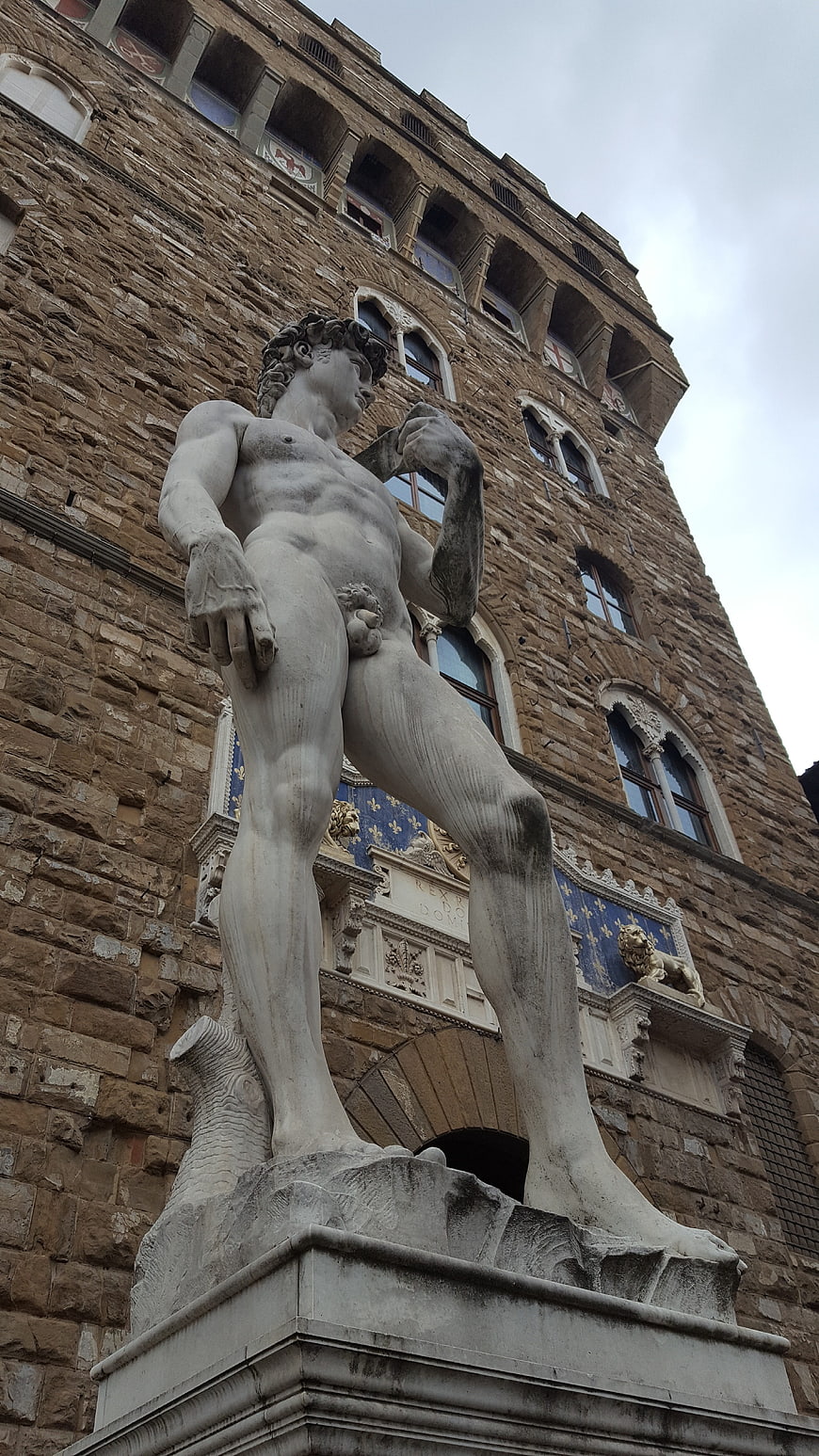Low angle view of Michelangelo's David statue in Florence