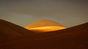 Golden Sunset on Smooth Desert Sand Dunes