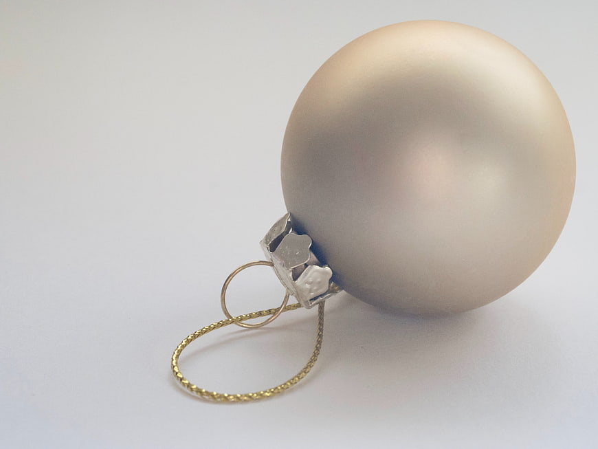 Matte Gold Christmas Bauble on White Background