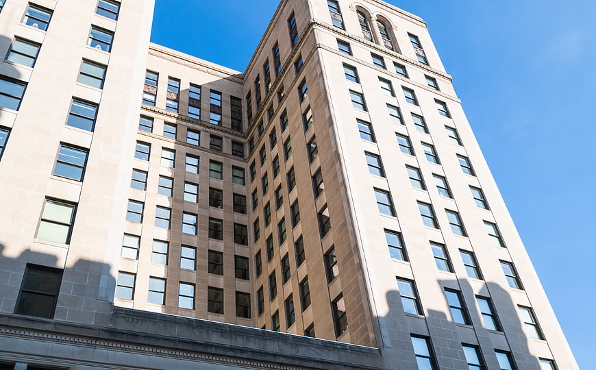 Low Angle View of Modern Office Building Facade