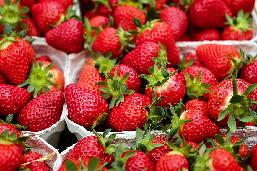 Fresh Ripe Strawberries in Cardboard Containers