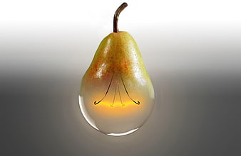 Glowing Pear Lightbulb Concept for Innovation and Ideas