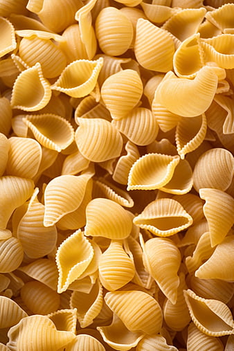 Close-up of uncooked conchiglie shell pasta texture