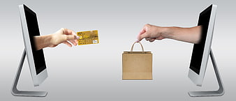 Online Shopping Concept with Credit Card and Shopping Bag