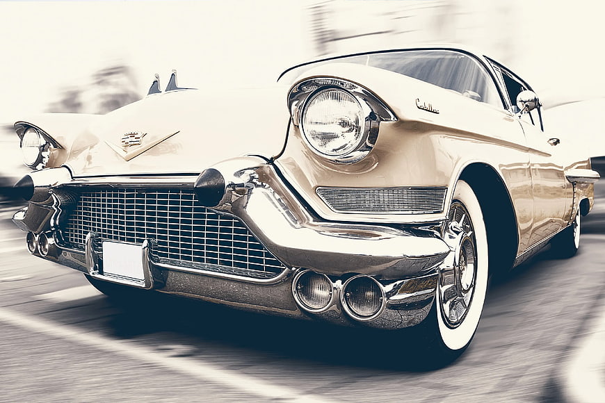 Vintage 1959 Cadillac Eldorado Driving on Road