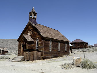 Historic wooden church in Bodie ghost town, California