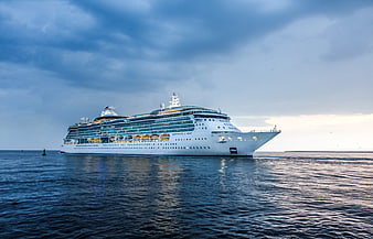 Serenade of the Seas cruise ship on calm water under dramatic sky