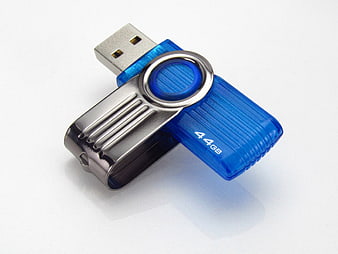 Blue 4GB Swivel USB Flash Drive on White Background