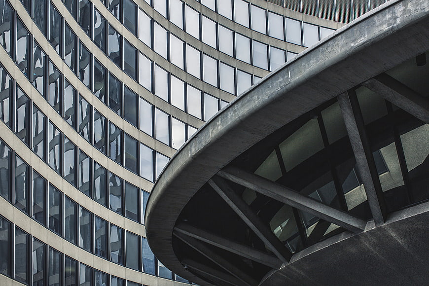 Modern Curved Glass Office Building Architecture