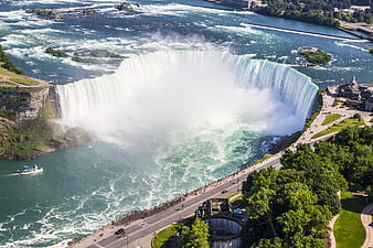 Aerial View of Horseshoe Falls Niagara Falls with Tourist Boat