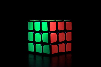 Glowing Rubik's Cube on Black Background