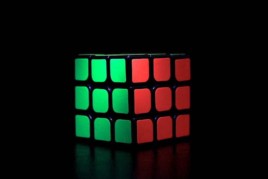 Glowing Rubik's Cube on Black Background
