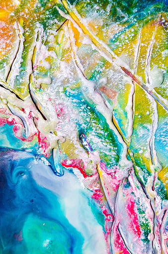 Vibrant Abstract Fluid Art with Colorful Swirls and Textures