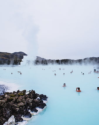 Blue Lagoon Iceland Geothermal Spa with Steam and Rocks