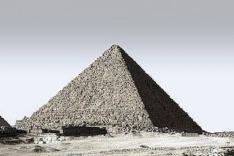 Black and white pyramid in the Egyptian desert