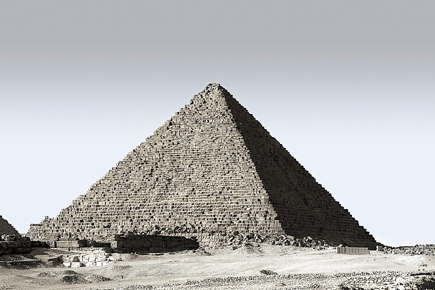 Black and white pyramid in the Egyptian desert