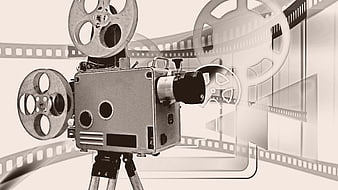 Vintage Film Camera with Projector and Film Strips