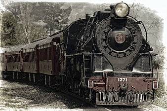 Vintage Steam Locomotive 1271 on Railway Tracks