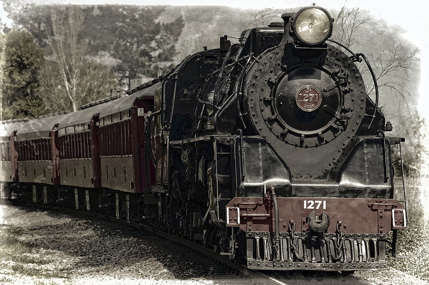 Vintage Steam Locomotive 1271 on Railway Tracks