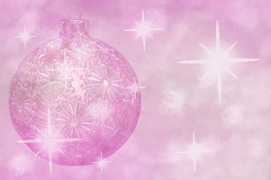 Pink Christmas Ornament with Sparkles on Soft Background
