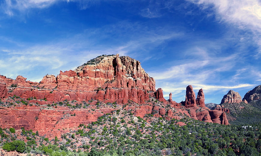 Sedona Red Rock Formations Under Blue Sky