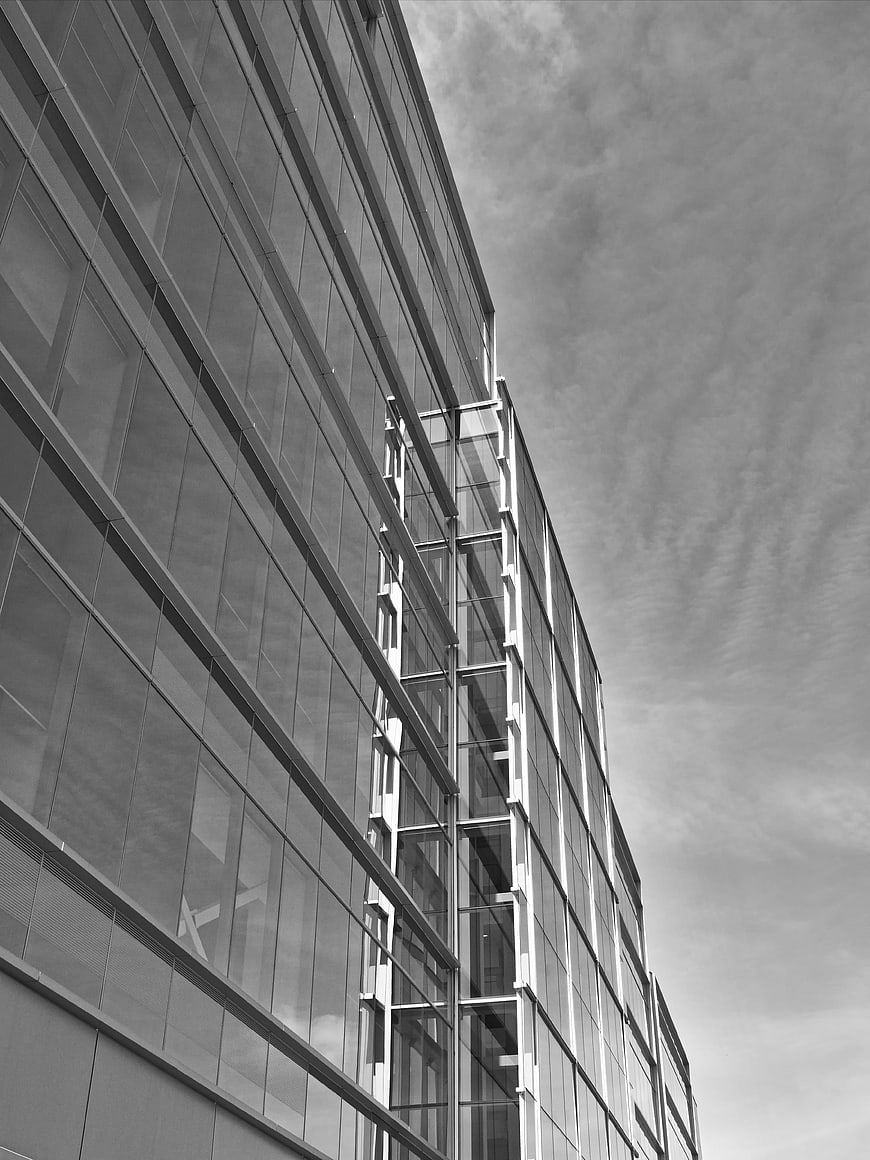Black and White Modern Glass Office Building Architecture