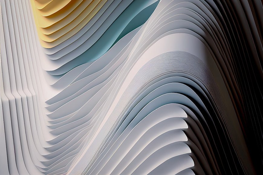 Abstract 3D Render of Layered Wavy Curved Shapes
