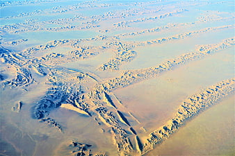 Aerial View of Sahara Desert Sand Dunes and Ridges