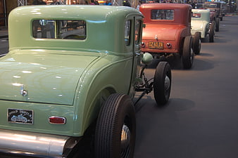 Vintage Green Hot Rod at Classic Car Show