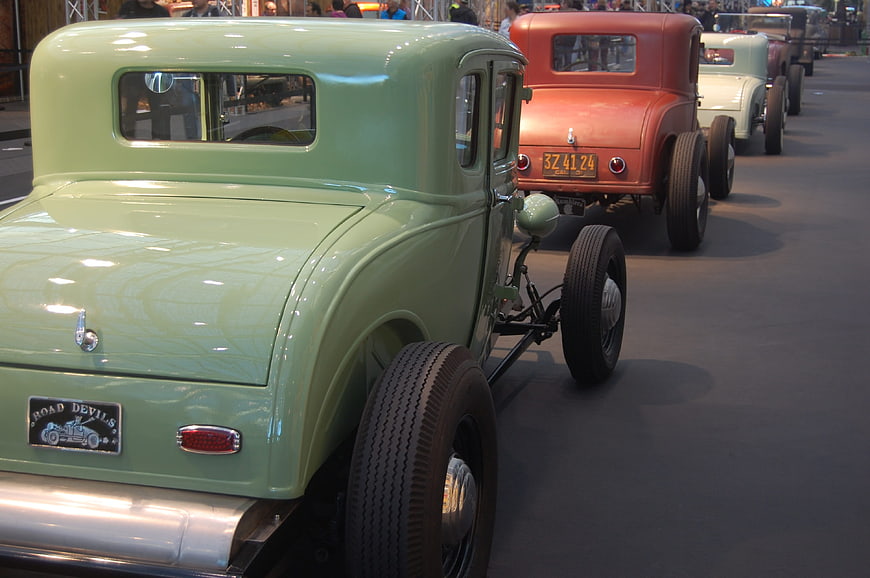 Vintage Green Hot Rod at Classic Car Show