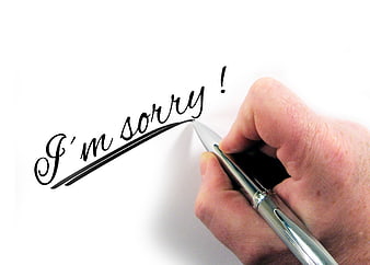 Hand Writing I'm Sorry with Pen on White Paper