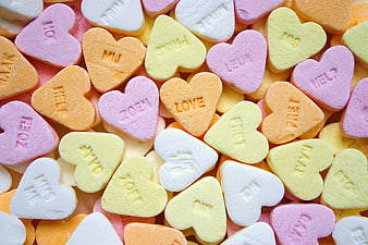 Colorful Conversation Hearts Candy Pattern Background