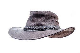 Brown Leather Cowboy Hat Isolated on White Background