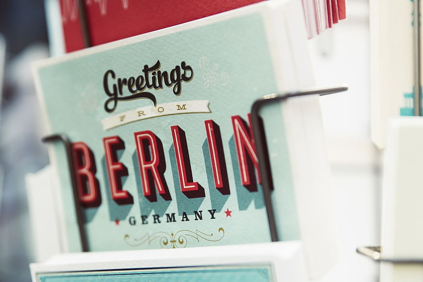 Vintage Greetings from Berlin Germany Postcard Close-Up