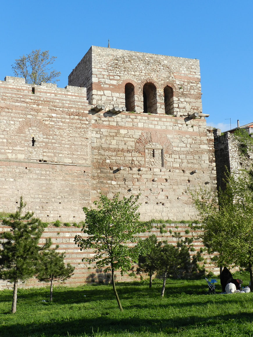 Historic Ottoman stone walls in Ayvansaray, Istanbul
