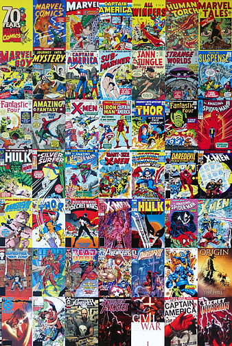 Grid of Classic and Modern Marvel Comic Book Covers