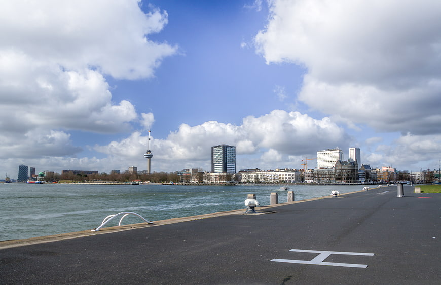 Rotterdam skyline with Euromast and waterfront promenade