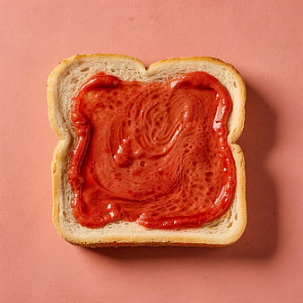 Top View Strawberry Jam on White Bread Slice