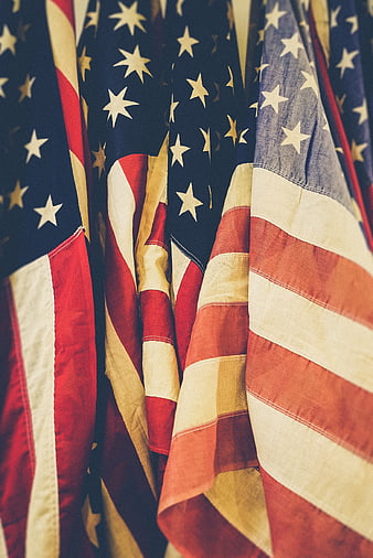 Vintage American Flags Close Up Texture
