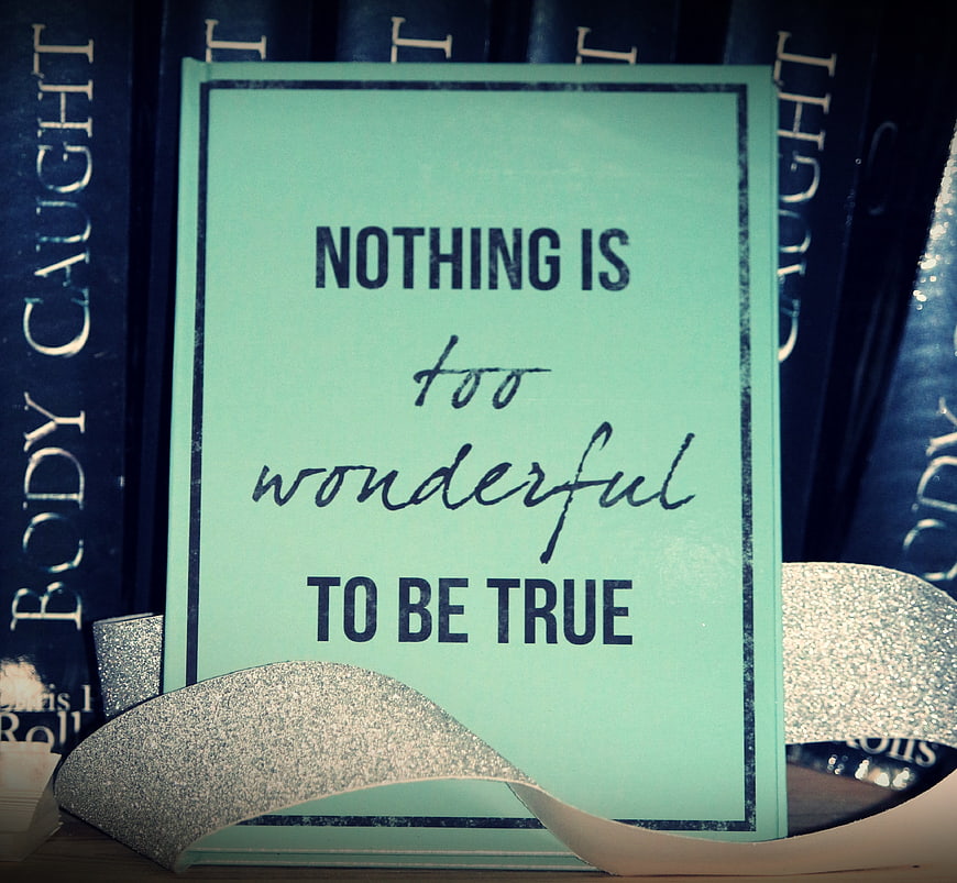 Mint Green Book Cover With Nothing Is Too Wonderful To Be True Quote