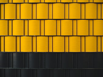 Abstract Yellow and Black Architectural Wall Pattern
