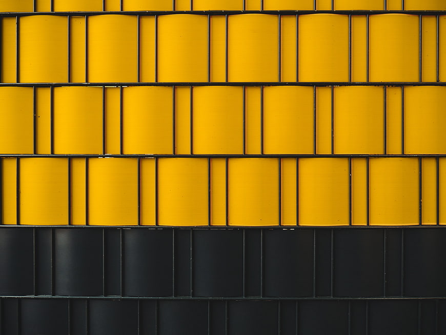 Abstract Yellow and Black Architectural Wall Pattern