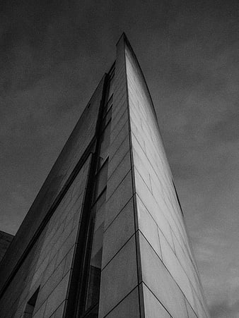 Low angle black and white modern building architecture