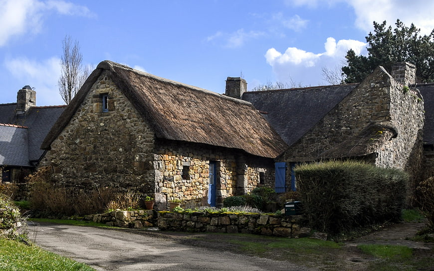 Rustic Stone Cottage with Thatched Roof in Brittany