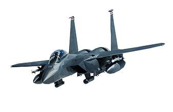 Low Poly 3D Model of F-15 Fighter Jet on White Background