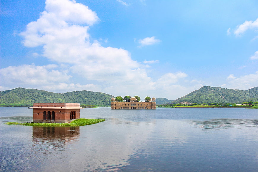 Jaisamand Lake Palace and Temple in Udaipur, Rajasthan