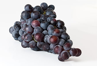 Fresh Purple Grapes on White Background